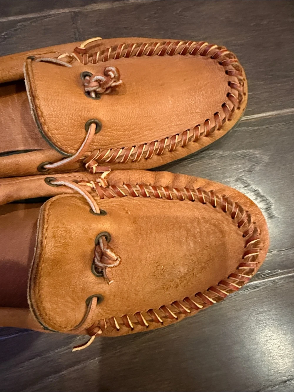 Vintage Hand-sewn L.L. Bean Leather Camp Moccasins Made in USA Men's 10 M
